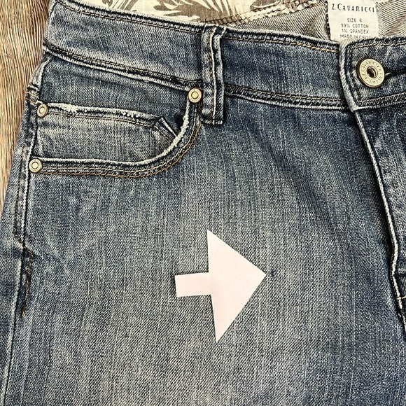 Z Cavaricci Blue Jean Bermuda Long Denim Distressed Jean Shorts Sz 6 Casual Y2K - Picture 4 of 16